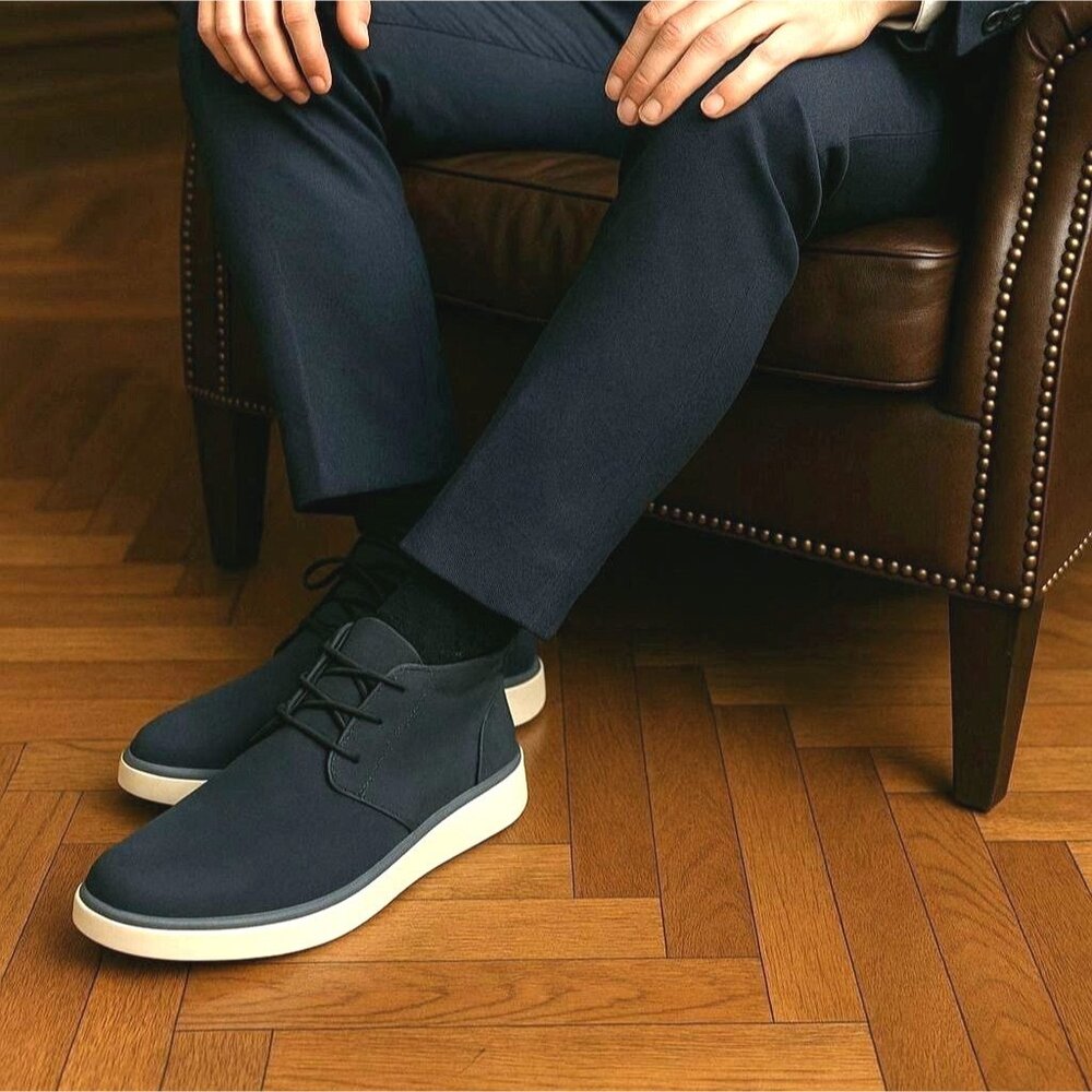 New IZOD 10 Palmer Men Chukka Boots Black Leather Round Toe Lace-up Shoe Sneaker